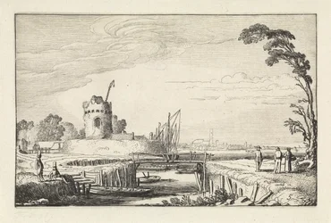Figures by a Harbor and a Tower (series title: Landscapes, Amenissimae aliquot requculae)