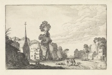 Figures and Cattle in a Village with a Church (series title: Landscapes, Amenissimae Aliquot Requculae)