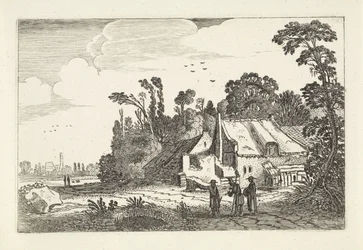Figures on a Country Road by a Farm