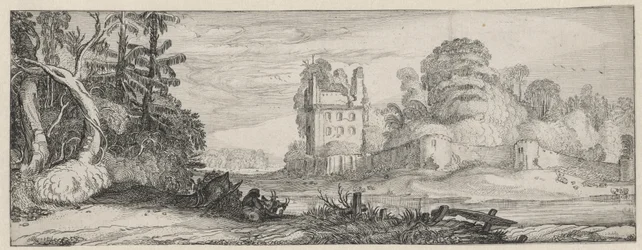 View of a Ruin of a House by a Wall (Landscapes and Ruins)
