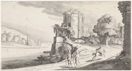 Round Tower by a River (Playsante lantschappen ende vermakelycke gesichten)