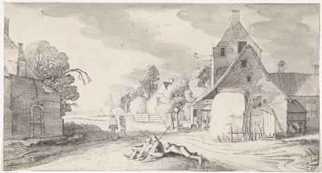 Resting Farmers Along a Road in a Village (Pleasant Landscapes and Delightful Views)