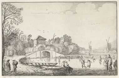 Winter Landscape with Skaters by a Bridge (series title: Landscapes, Amenissimae aliquot requculae)