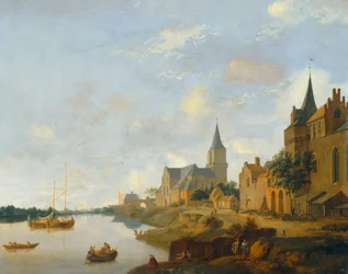 The Rhine at Emmerich with the Church Saint Martin