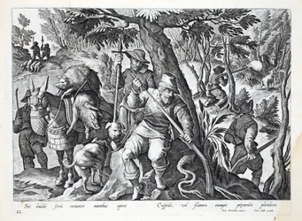 Hunters Use Spears or Guns Loaded with Lead to Hunt Mountain Boar (illustration from 