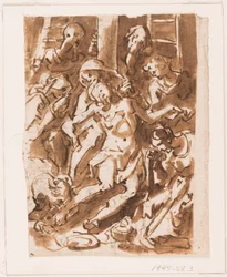 Page of a Sketchbook; Mary Holding Body of Christ at Foot of Cross