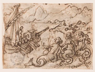 Page of a Sketchbook: Ulysses Passes the Sirens (recto); Ulysses in the Underworld (verso)