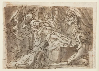 Recto: Lamentation over the Dead Christ; Verso: Zeuxis Painting Helen of Troy