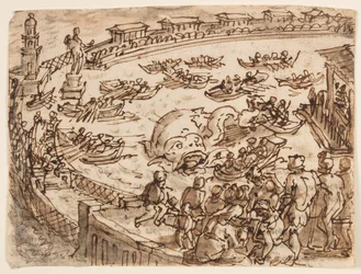 Whale Hunt by the Emperor Claudius in the Harbor at Ostia; Inscription Relating to Pliny the Elder