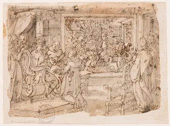 The Introduction of the Silkworm at the Court of Emperor Justinian, Design for "Ser, sive sericus vermis," Plate 8 in the New Inventions of Modern Times Print Series