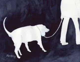 Man Walking his Dog in Indigo II