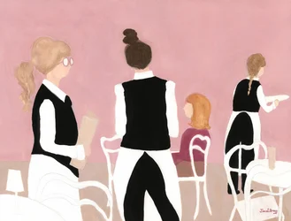 Waitresses from Cafe Sabarsky in Pink and Beige