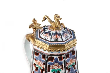 A Rare Elegantly Mounted Imari Coffee Pot and Cover