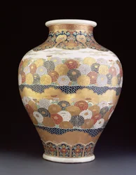 A Satsuma vase painted with chrysanthemums, late 19th century