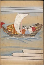 Chinese envoys in a boat, illustration from the 