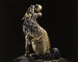 Detail of the finial of an incense burner, in the shape of a Kylin, Meiji period, late 19th century