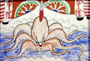 Ex voto depicting an octopus placed in a Shinto or Buddhist temple
