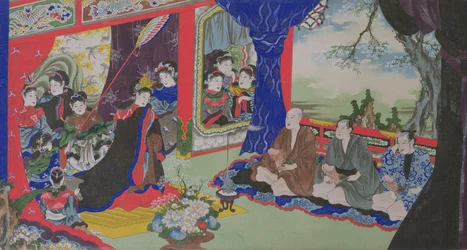 Fishermen Showing their Penises to the Empress and her Court, from an Erotic Story of Fishermen Shipwrecked on an Island Inhabited by Women