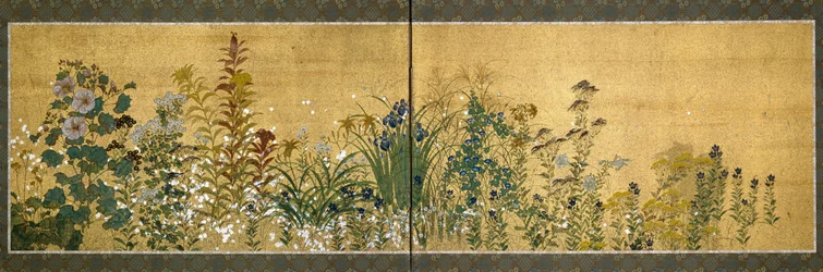 Japanese Art: Screen Panels Decorated with Flowers