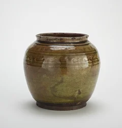 Seto ware jar with stamped decor