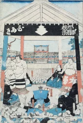 Sumo Wrestlers About to Begin a Match