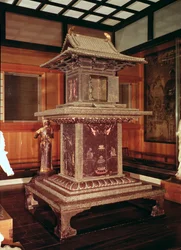 Tamamushi shrine from the Horyu Ji Temple, depicting the story of Buddha in a previous incarnation