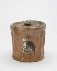 Tea ceremony water jar with matching lid, Kyoto, Edo period or Meiji era