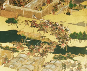 The Battle of Hogen from a Screen, Momoyama Period (detail)