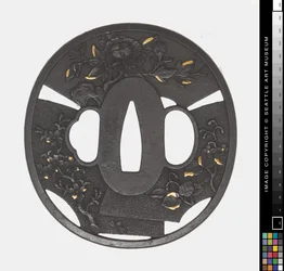 Tsuba: Chrysanthemum, Cherry, Iris