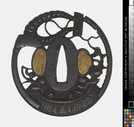 Tsuba: Flowers, Scythe, Rope, early 18th century