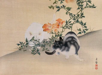 Two Cats, illustration from The Kokka magazine, 1898-99