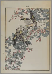Two Birds with Pink Flowers, Meiji Period, c.1868-1912