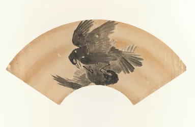Untitled - fan shaped drawing of two birds