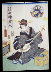 Woman playing shamisen