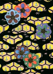 Woodblock Print of Honeycomb Pattern