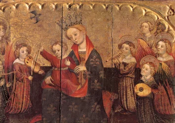 Compartment from an Altarpiece with the Virgin and the Child and Angel Musicians, Early 15th Century