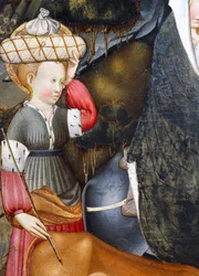 Servant, detail from Flight into Egypt, altarpiece from Verdu