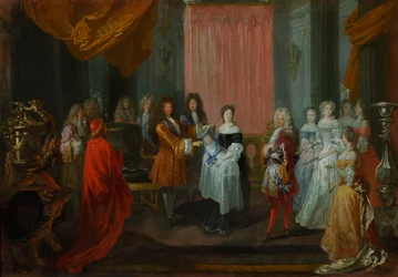 Louis XIV Decorates the Duke of Burgundy, Father of the Future Louis XV, with the Order of the Cordon Bleu