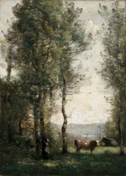 Wooded Landscape with Cows in a Clearing