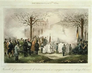 The Funeral of Louis-Alexandre Dechet (Jenneval) and his Companions who Died on the Field of Honour, 24th October 1830 (engraved by Dewasme-Pletinckx)