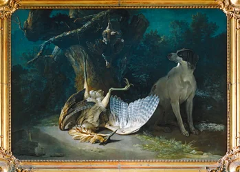 Bittern and Partridge Guarded by a White Dog