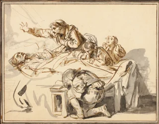 Women and Children Mourning a Dead Man