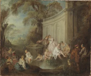 A Company Bathing in a Park