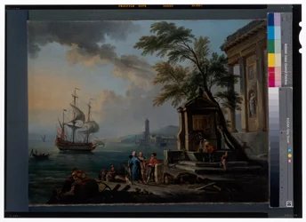 Turkish Merchants in a Mediterranean Port at Sunrise