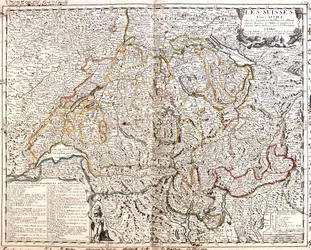 France (Region: Lorraine, Alsace, Franche-Comté, Rhône-Alpes), Switzerland, Germany (State: Baden-Württemberg, Bavaria), Liechtenstein, Austria (State: Voralberg), Italy (Region: Lombardy, Piedmont, Aosta Valley)