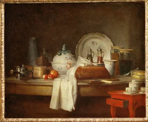 The Sideboard; Dessert with Pie, Fruit and an Oil Pot