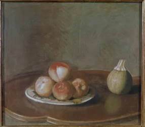 Still Life with Peaches and Pumpkin