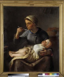 Woman Making Her Child Eat