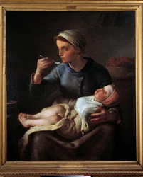 Woman Making Her Child Eat