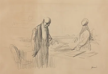a) At the Conference (recto); b) Reclining Figure (verso)